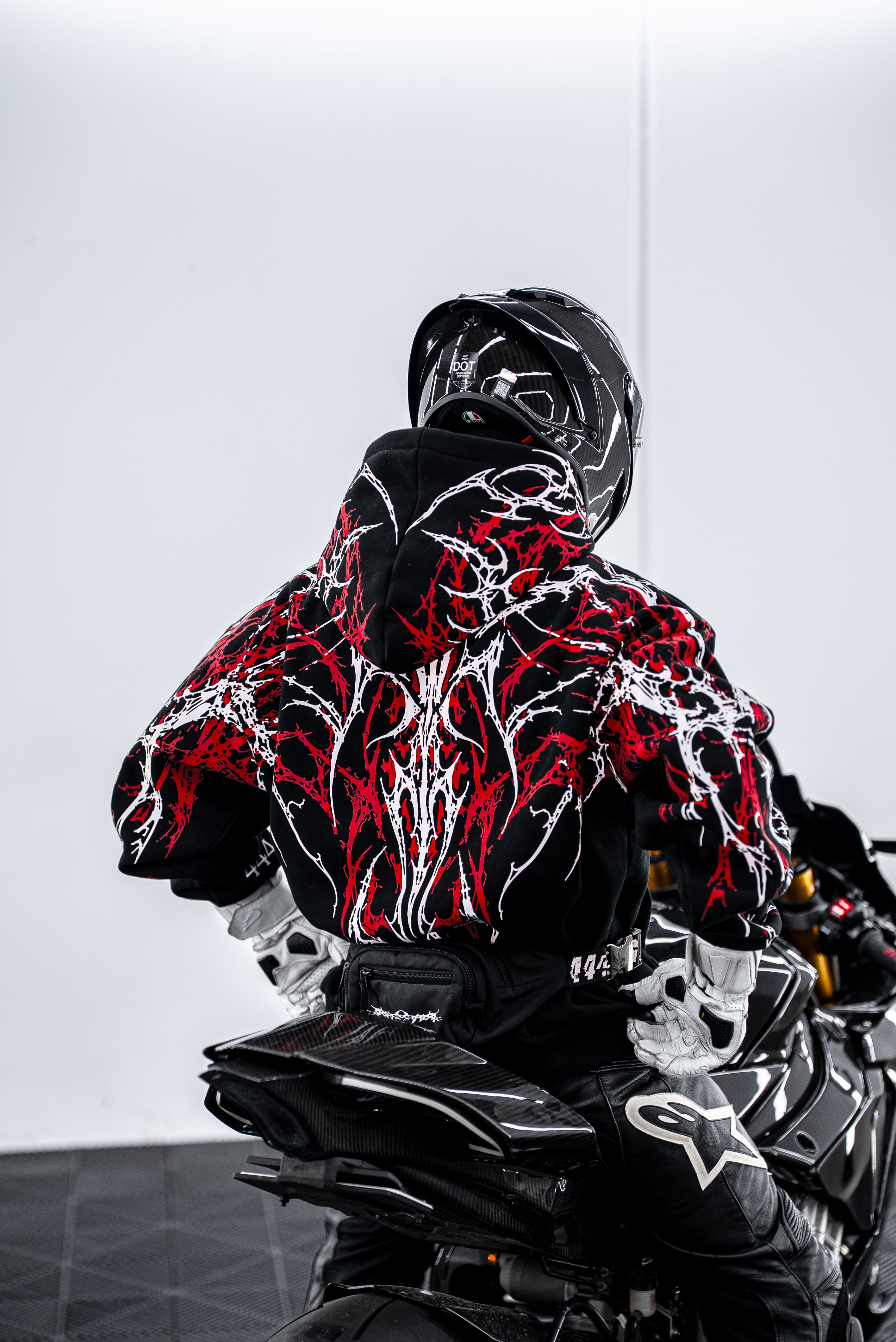 Red V5 Oversized Reflective Hoodie | 444racingco