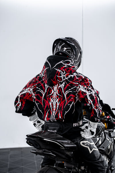 Red V5 Oversized Reflective Hoodie | 444racingco
