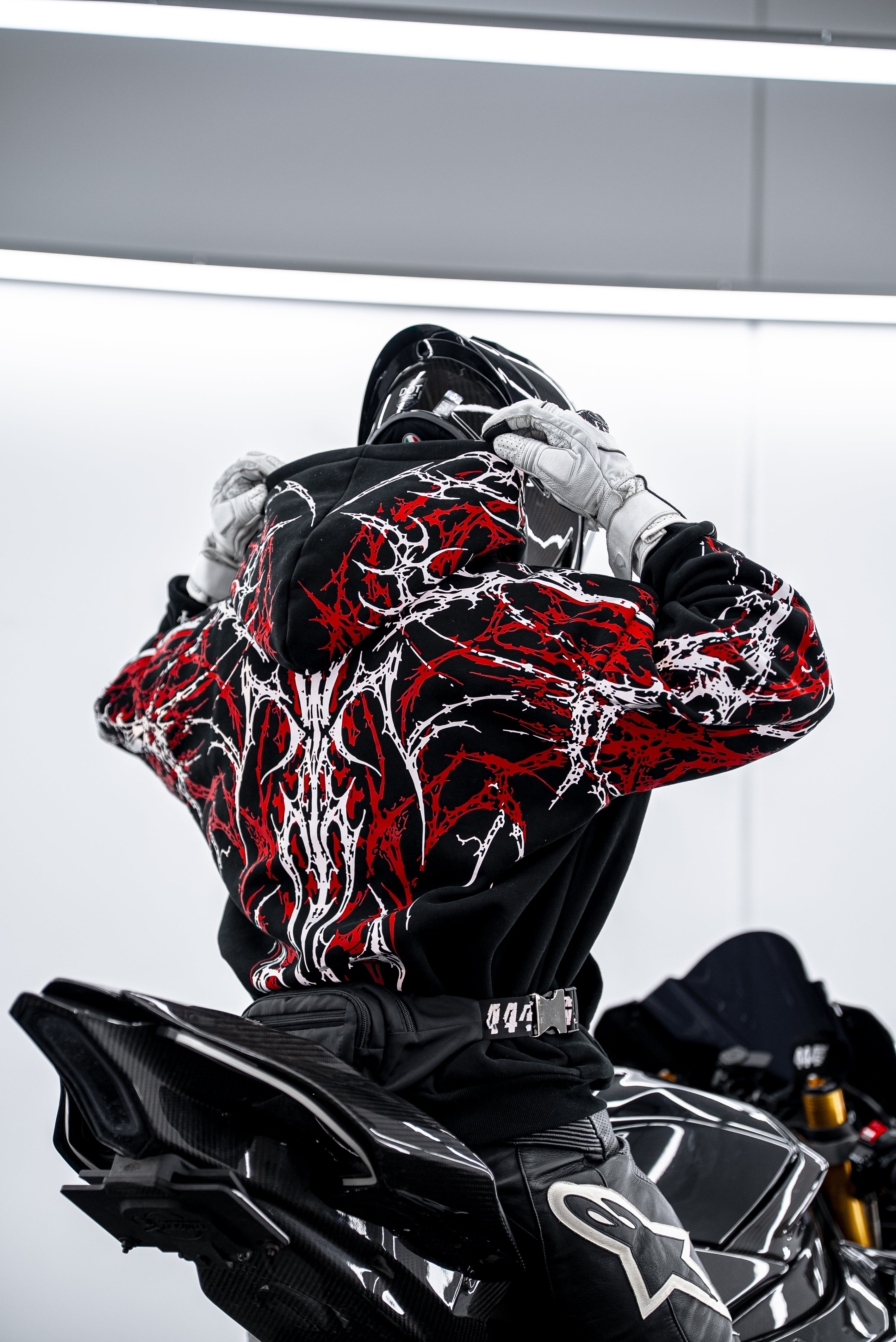 Red V5 Oversized Reflective Hoodie | 444racingco