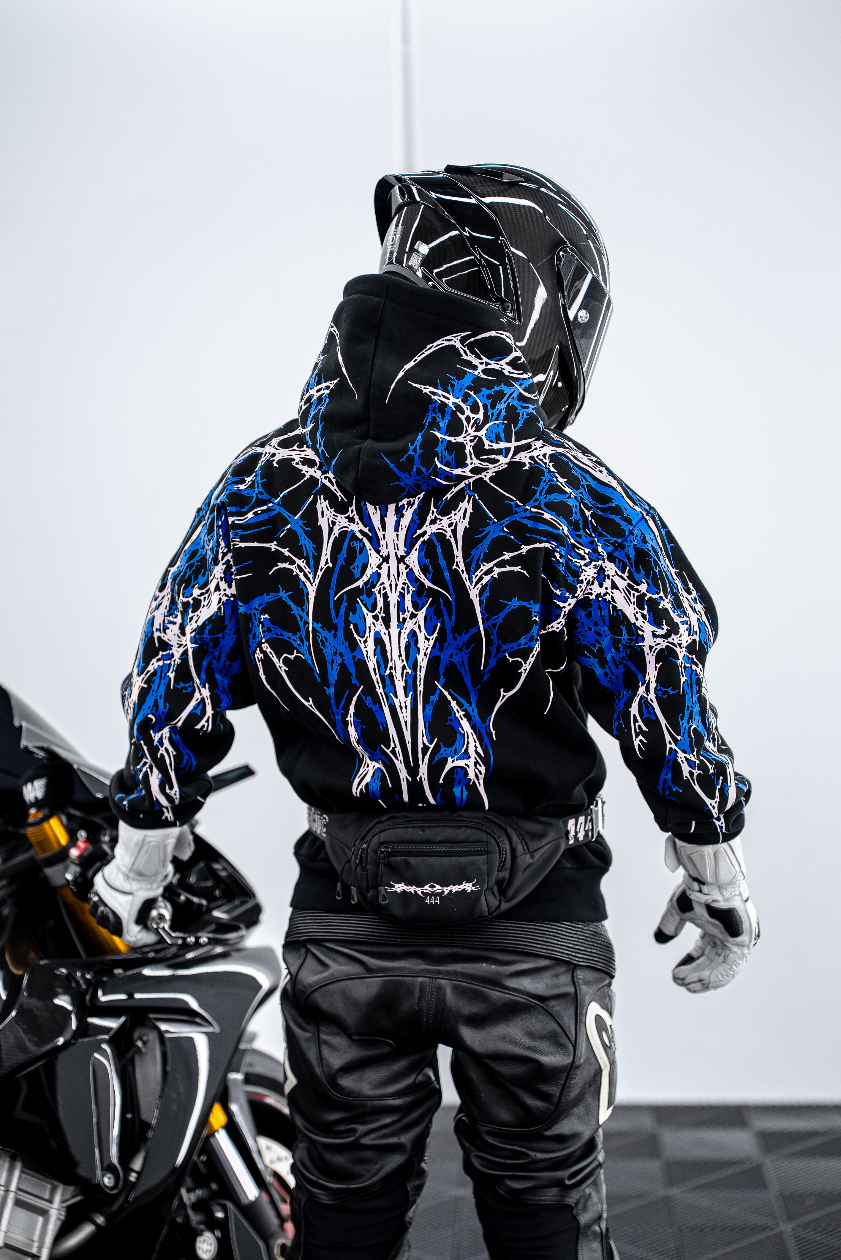 Blue V5 Oversized Reflective Hoodie | 444racingco